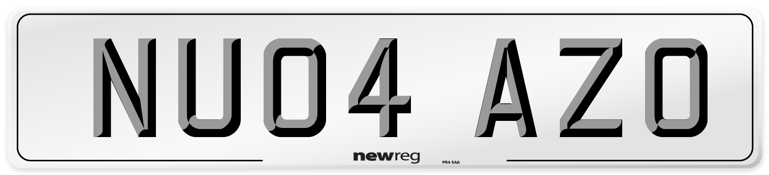 NU04 AZO Number Plate from New Reg